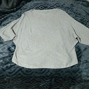 Oversized basic ribbed grey top